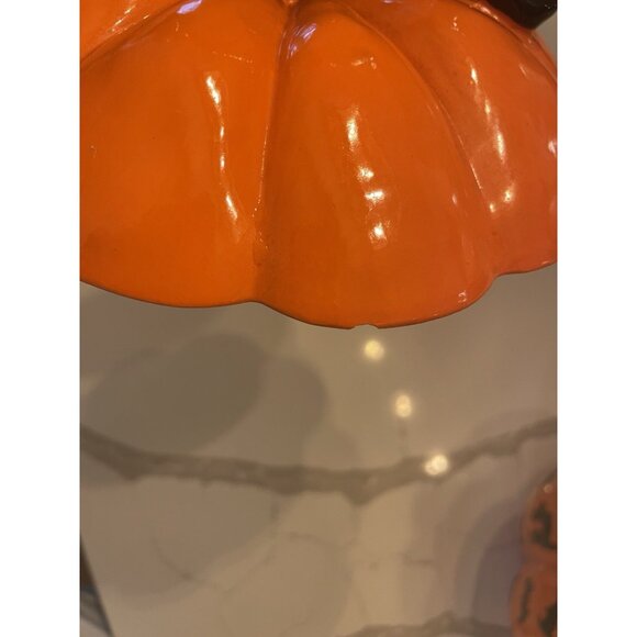NEIMAN MARCUS  BLACK CAT BLACK BAT MOTIF HALLOWEEN PUMPKIN COOKIE JAR RARE read - Picture 8 of 13
